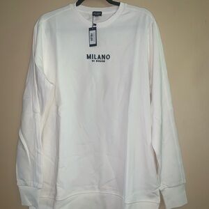 Brand New White Milano Di Rouge Summer Signature Fleece Sweatshirt